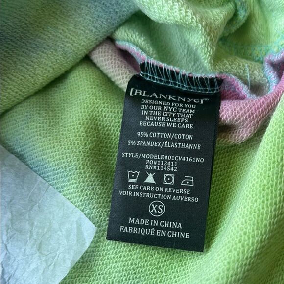 NEW Blank NYC Blue and Pink Tie-Dye cinched tease me Sweatshirt XS - Picture 5 of 5